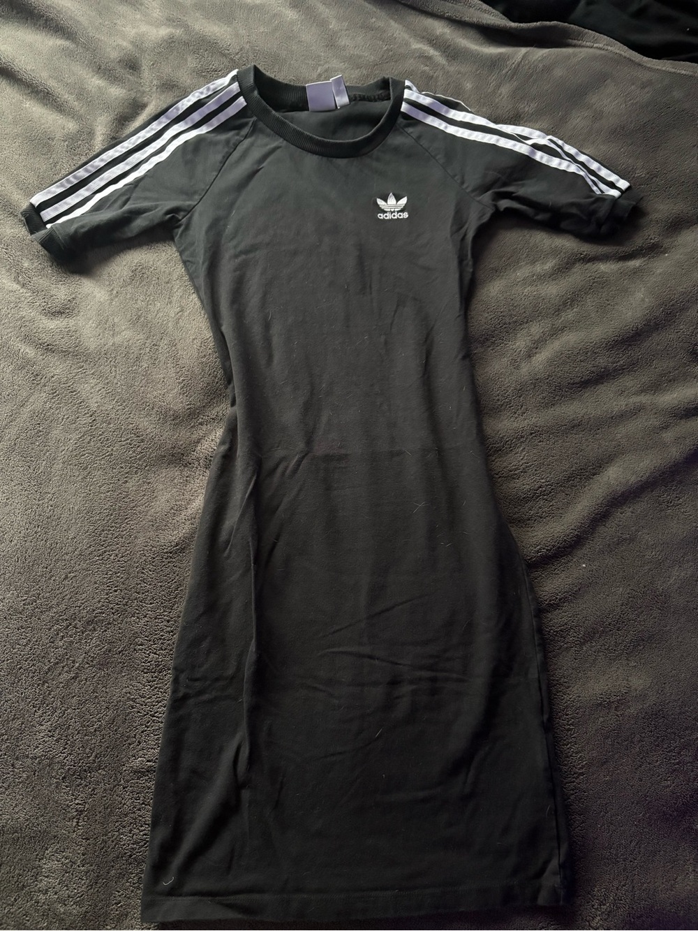 adidas Black Midi Dress with White Three-Stripes